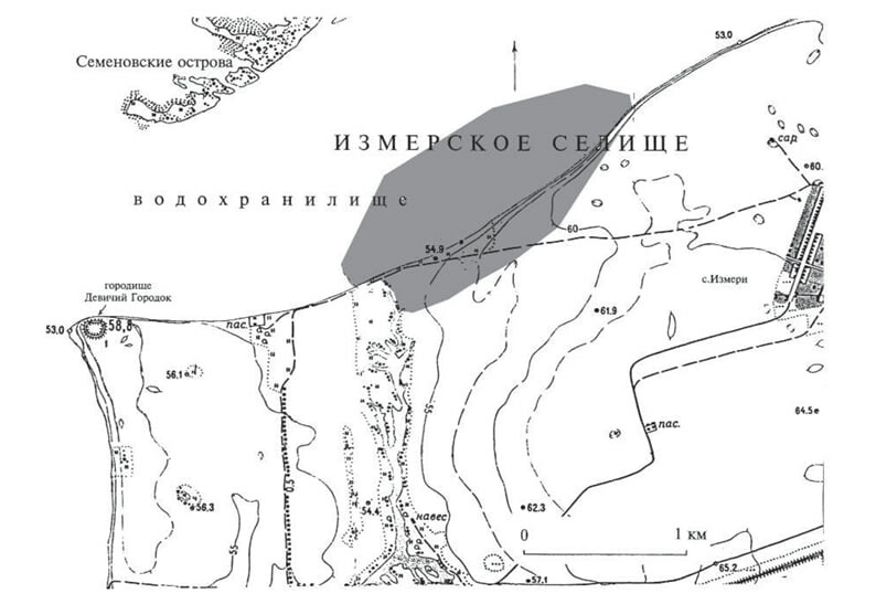 
Измерское селище
Источник иллюстрации: «Археология Волго-Уралья. Том V. Средние века (VIII-начало XIII вв.)» / Институт археологии им. А.Х. Халикова АН РТ