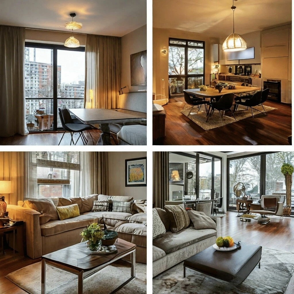 Разные типы освещения в интерьере квартиры: общее, рабочее и акцентное.