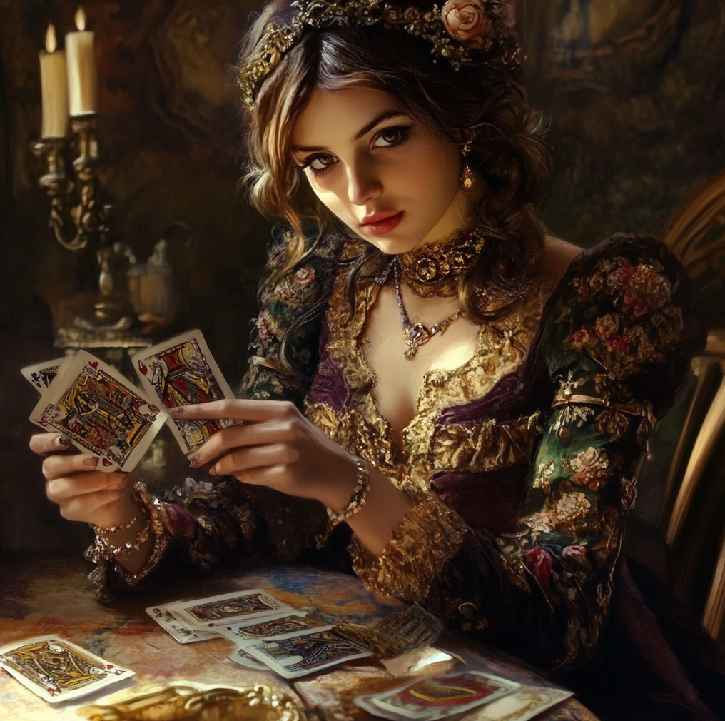 Гадание на картах. Иллюстрация сгенерирована нейросетью