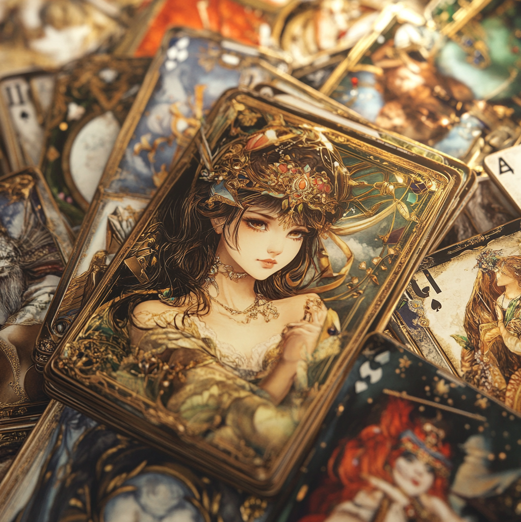 Карты в стиле аниме. Иллюстрация сгенерирована нейросетью