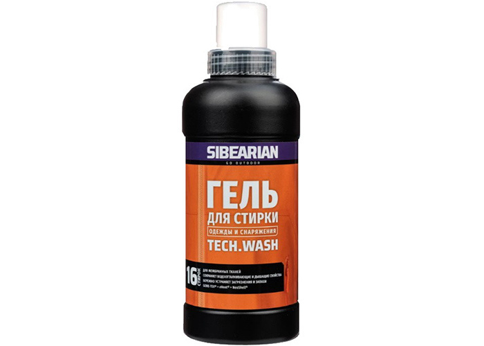 SIBEARIAN TECH WASH — универсальное средство для деликатной стирки мембранной одежды и снаряжения. Подходит для флиса, спандекса, лайкры и микрофибры