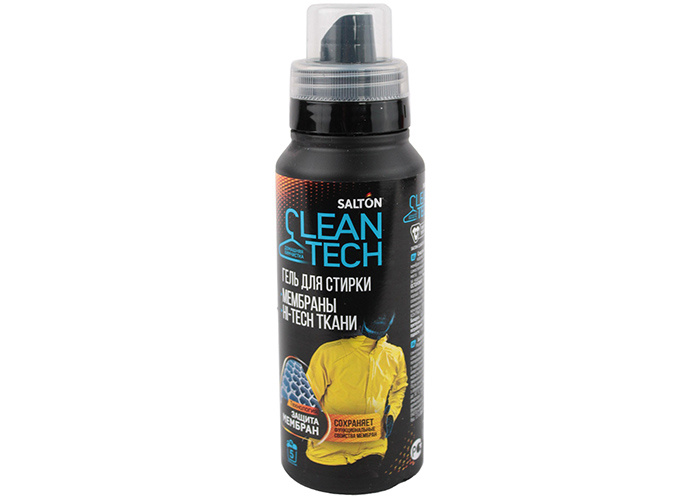 SALTON CLEANTECH — гель для стирки любой мембранной одежды, справляется с сильными загрязнениями и пятнами, не оставляя разводов после полоскания