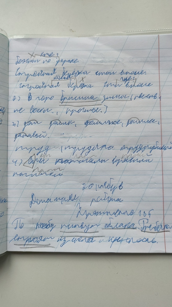 Школьная тетрадь по русскому языку.