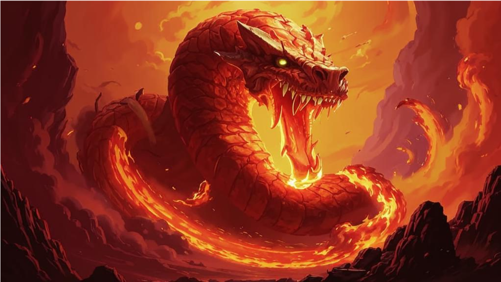 Огненный змей, художественное изображение по описаниям очевдцев