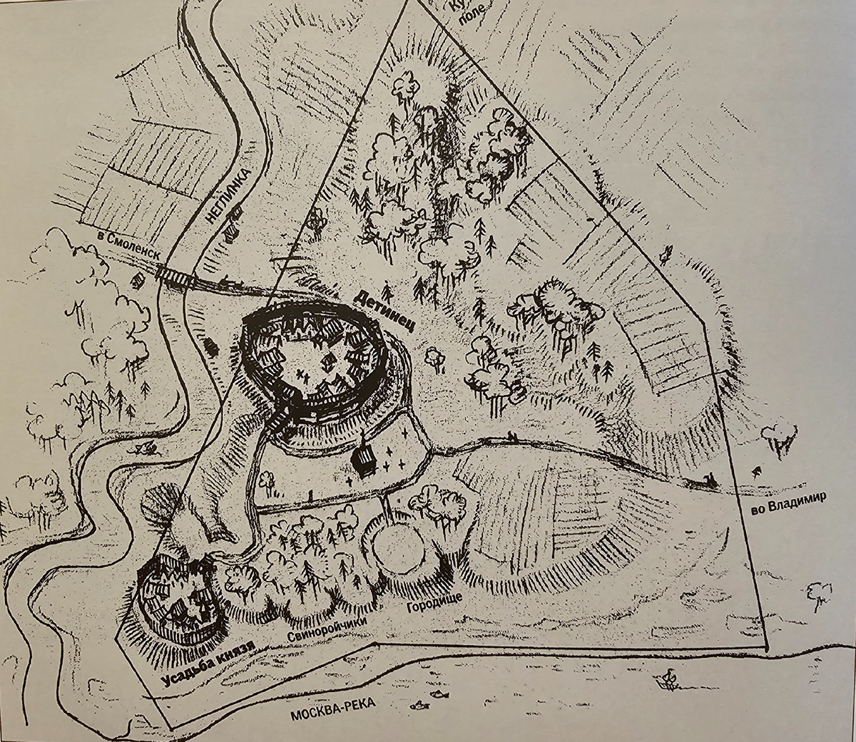 Так представлял себе древнюю Москву (нач XII в) художник и краевед Александр Можаев
