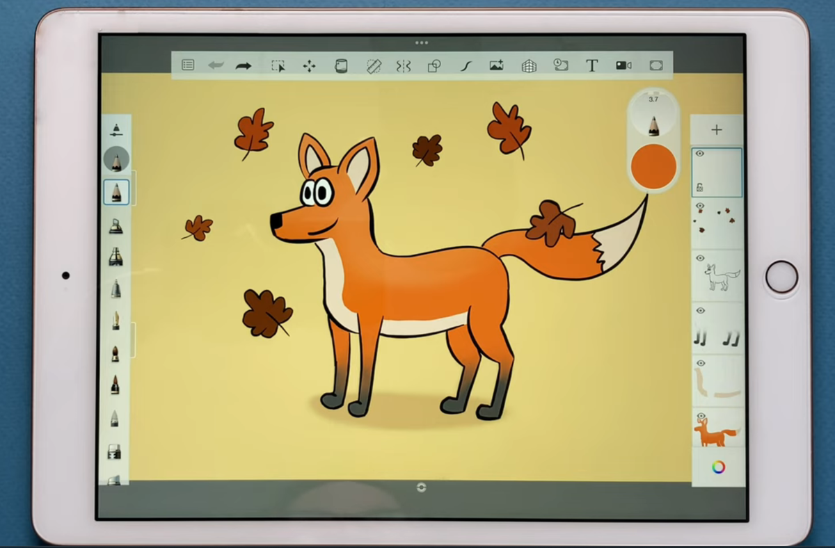 Интерфейс мобильной версии Autodesk SketchBook. Источник: https://www.youtube.com/watch?v=0mpfdXC5yGg