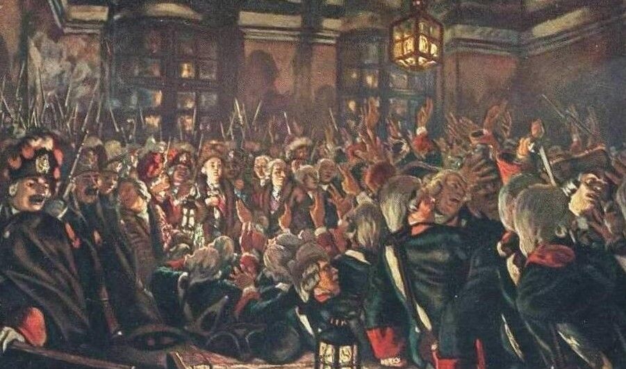    Цесаревна Елизавета у Преображенских казарм 1741г / Источник: (cc) Лансере Евгений Евгеньевич