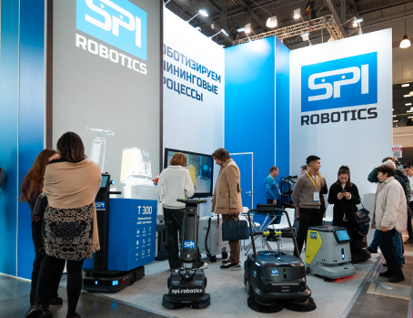 Стенд компании SPI Robotics на CleanExpo Moscow 2024 роботы Pudu
