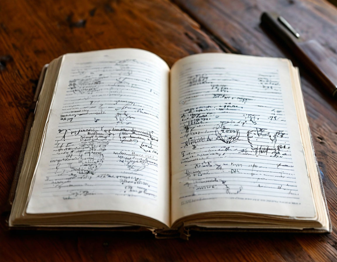 Открытая тетрадь с двумя колонками: одна с делами дня, другая с бесполезными