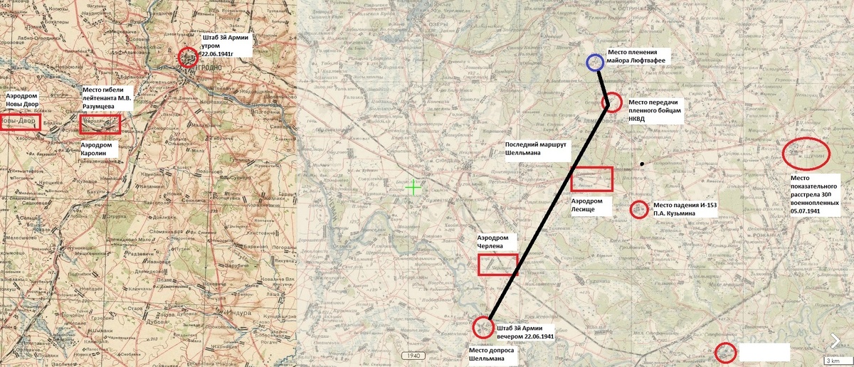 Карта Генштаба 1940г с нанесенными мной топонимами, упоминаемыми в статье
