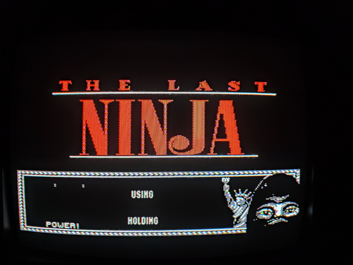 Фото сделаны мной. На фото игра Игра "Последний ниндзя". Оригинал игры "The Last Ninja" был разработан System 3, Eclipse Software Design и издан Activision, Superior Software в 1987,.г. для Commodore 64. Была портирована на другие платформы. Геймдизайнеры Марк Кейл, Тим Бест. Фото демонстрирует начальную заставку игры, а так же общий визуальный фон игры. Подробнее об этом рассказано в статье. Все материалы принадлежат правообладателям и размещены исключительно в информационных целях.