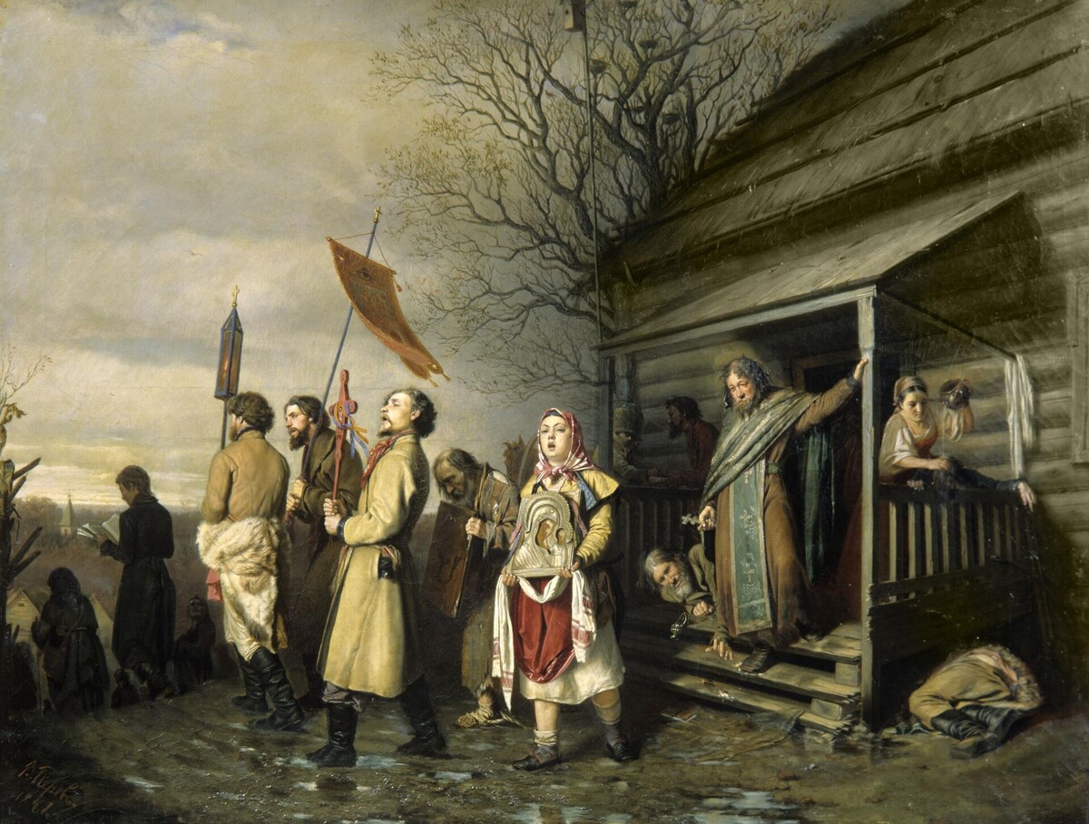 В. Перов. Сельский крестный ход на Пасхе