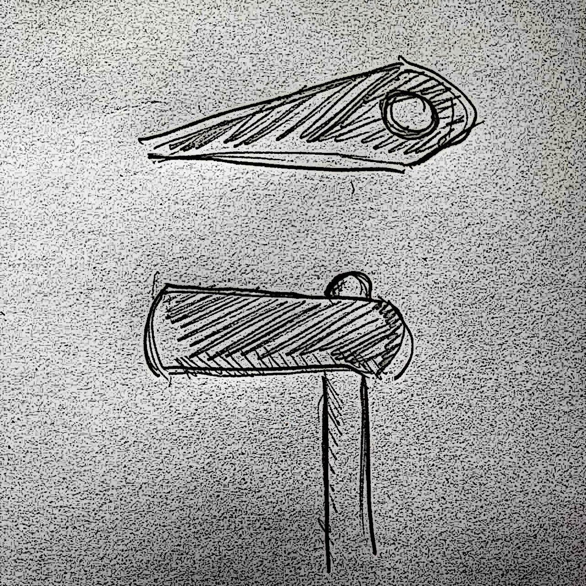 Поэтому первым делом взлянулось в тсторону каменных топоров. И не зря: именно из глубин каменного века топорам досталось ровно два типа крепления боевой части к товорищу: через дырку в лезвии и без сверления лезвия. Первый вариант вместе с нами до сих пор, поэтому принцип примерно понятен. 