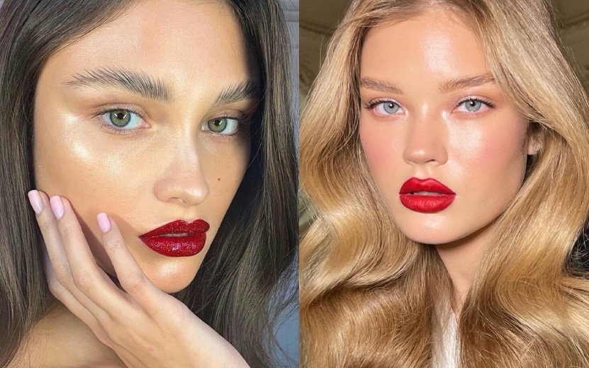  Красные губы можно оставить матовыми или подчеркнуть новогоднее настроение с помощью блеска. Фото: pinterest