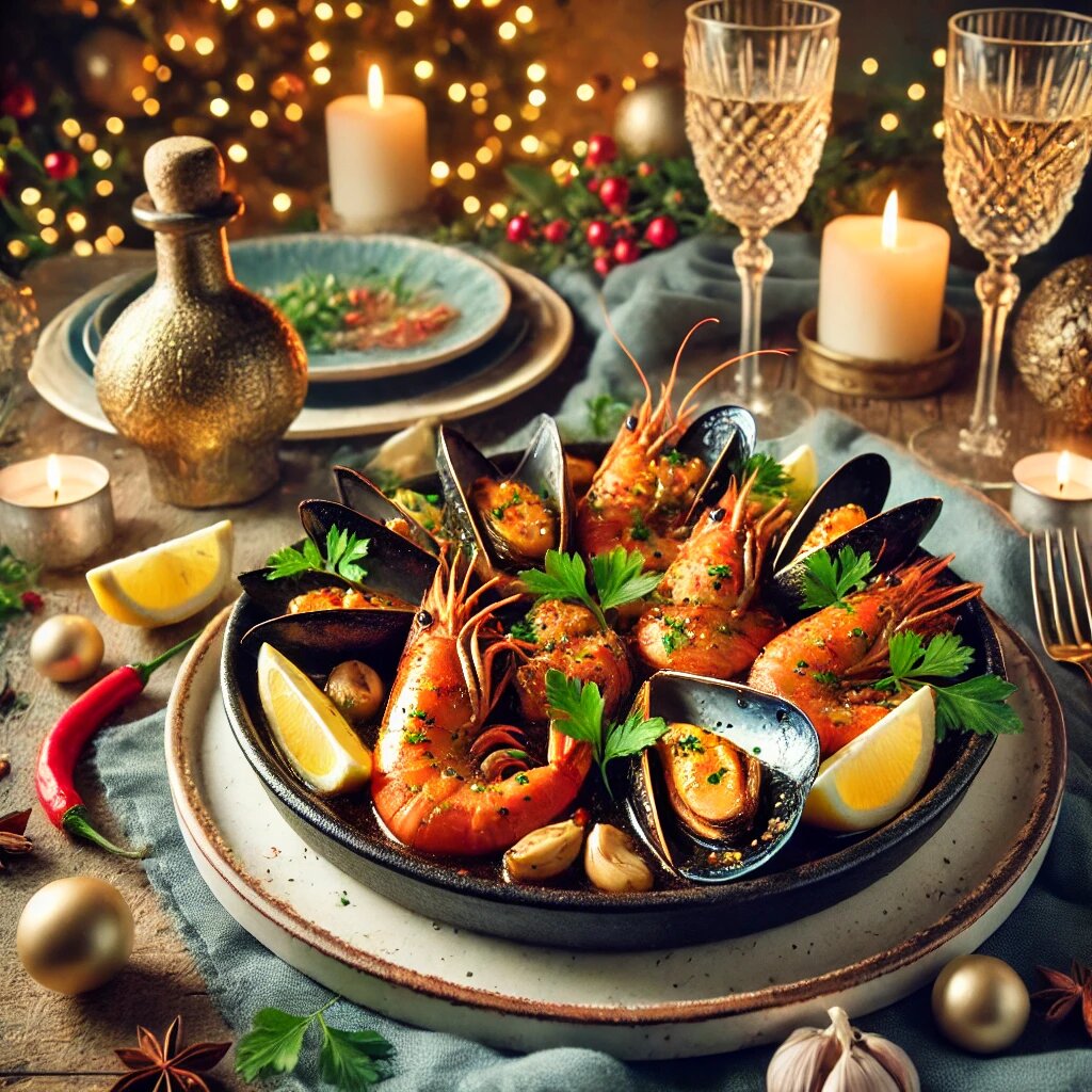 Креветки или мидии с чесночным маслом