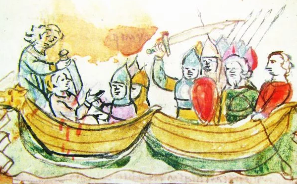 Миниатуюра из летописи. Убиение Глеба. Источник: Яндекс-картинки