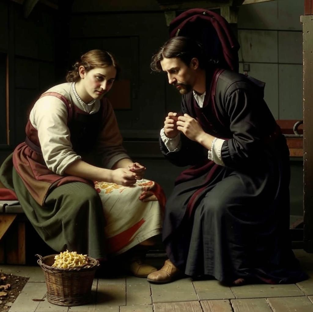 У нищих слуг нет. Рисует нейросеть.