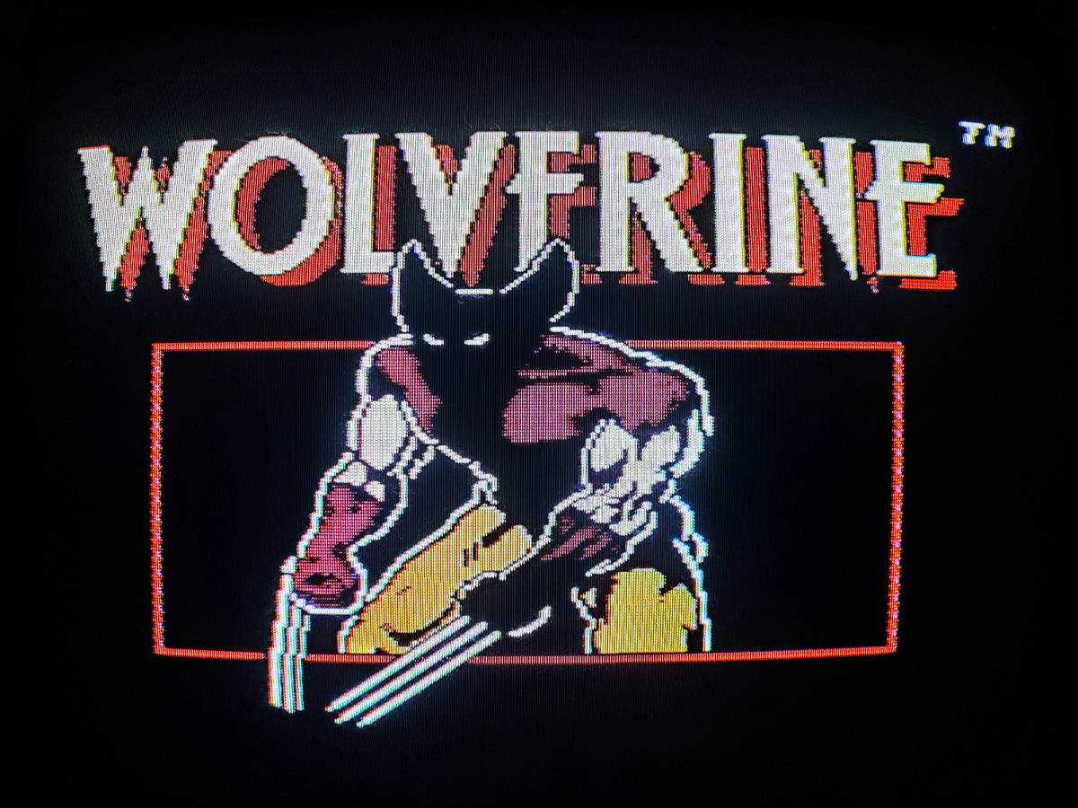 Фото сделаны мной. На фото игра Игра "Росомаха". Оригинал игры "Wolverine" был разработан  Software Creations и издан  LJN  в 1991,.г. для  NES. Была портирована на другие платформы. Дизайнеры Крейг Хьюстон, Кевин Эдвардс. Фото демонстрирует начальную заставку игры, а так же общий визуальный фон игры. Подробнее об этом рассказано в статье. Все материалы принадлежат правообладателям и размещены исключительно в информационных целях.