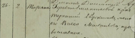 Запись о рождении Татьяны в метрической книге села Зыково за 1867 год