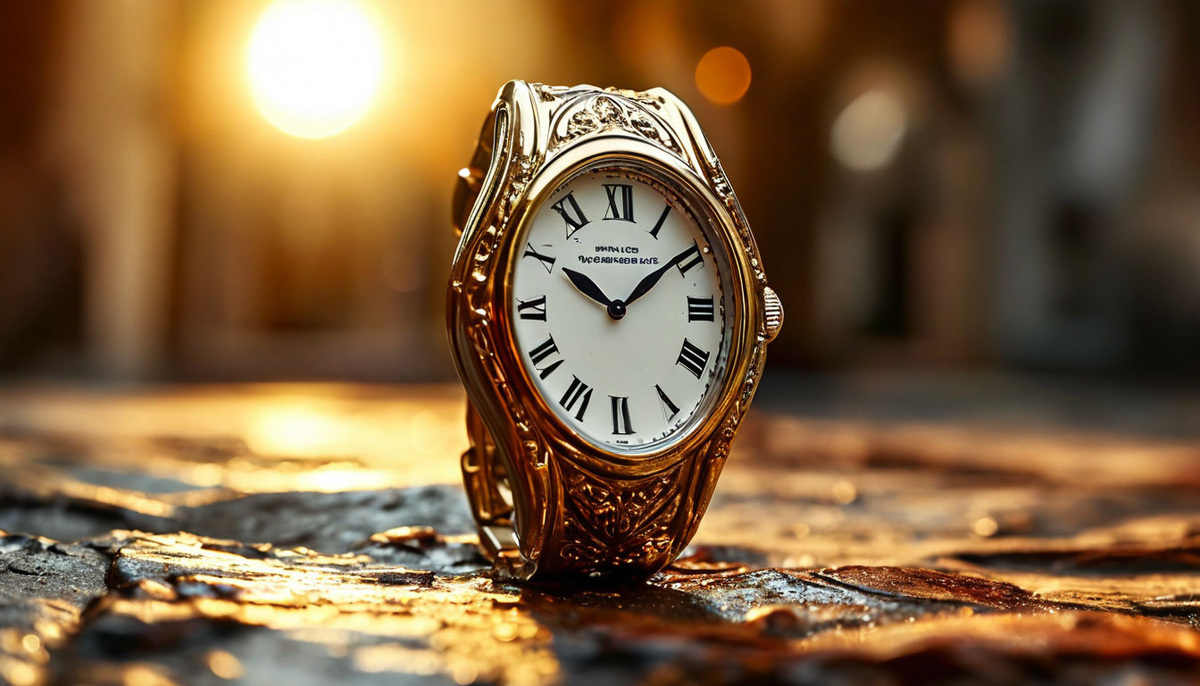 Часы, которые начинают таять, как у Дали, символизируя ощущение уходящего времени.