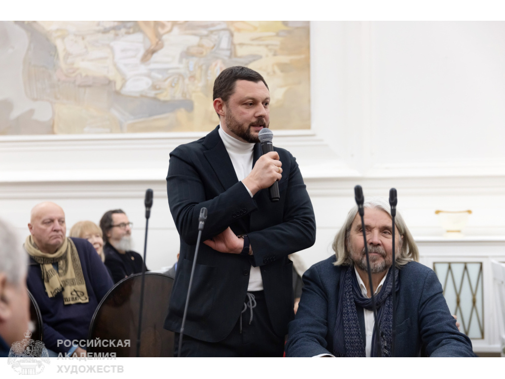 Официальное открытие юбилейного проекта Константина Петрова в Российской академии художеств (Москва, Пречистенка, 21). Фото: Владимир Феничев, пресс-служба РАХ. 2024.