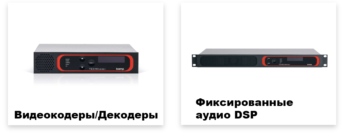 Biamp Tesira видеокодеры, декодеры, фиксированные аудио DSP