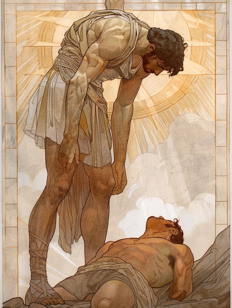 Ахиллес над телом Патрокла, «Илиада» Гомер (Midjourney)