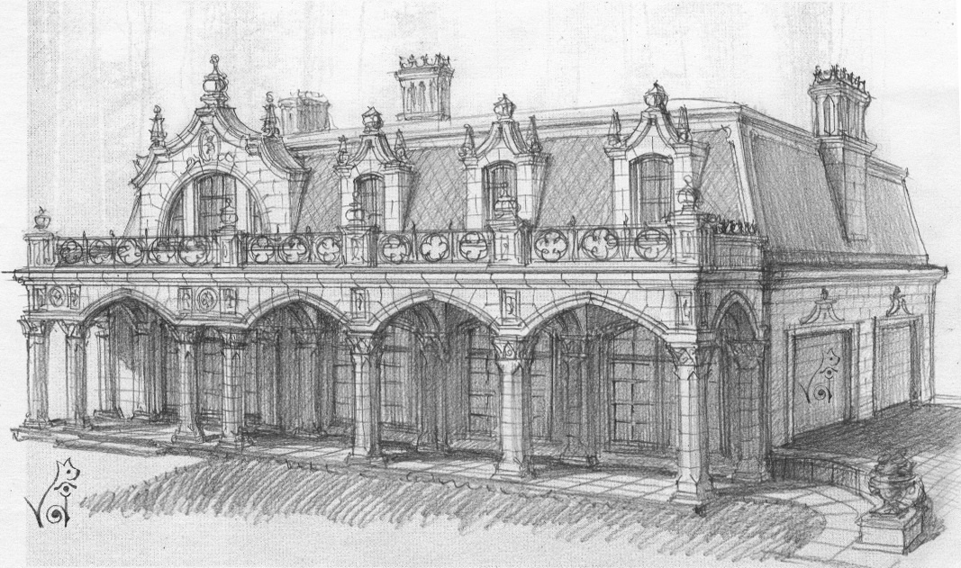 Эскиз жилого дома с гаражом. Вариант №2