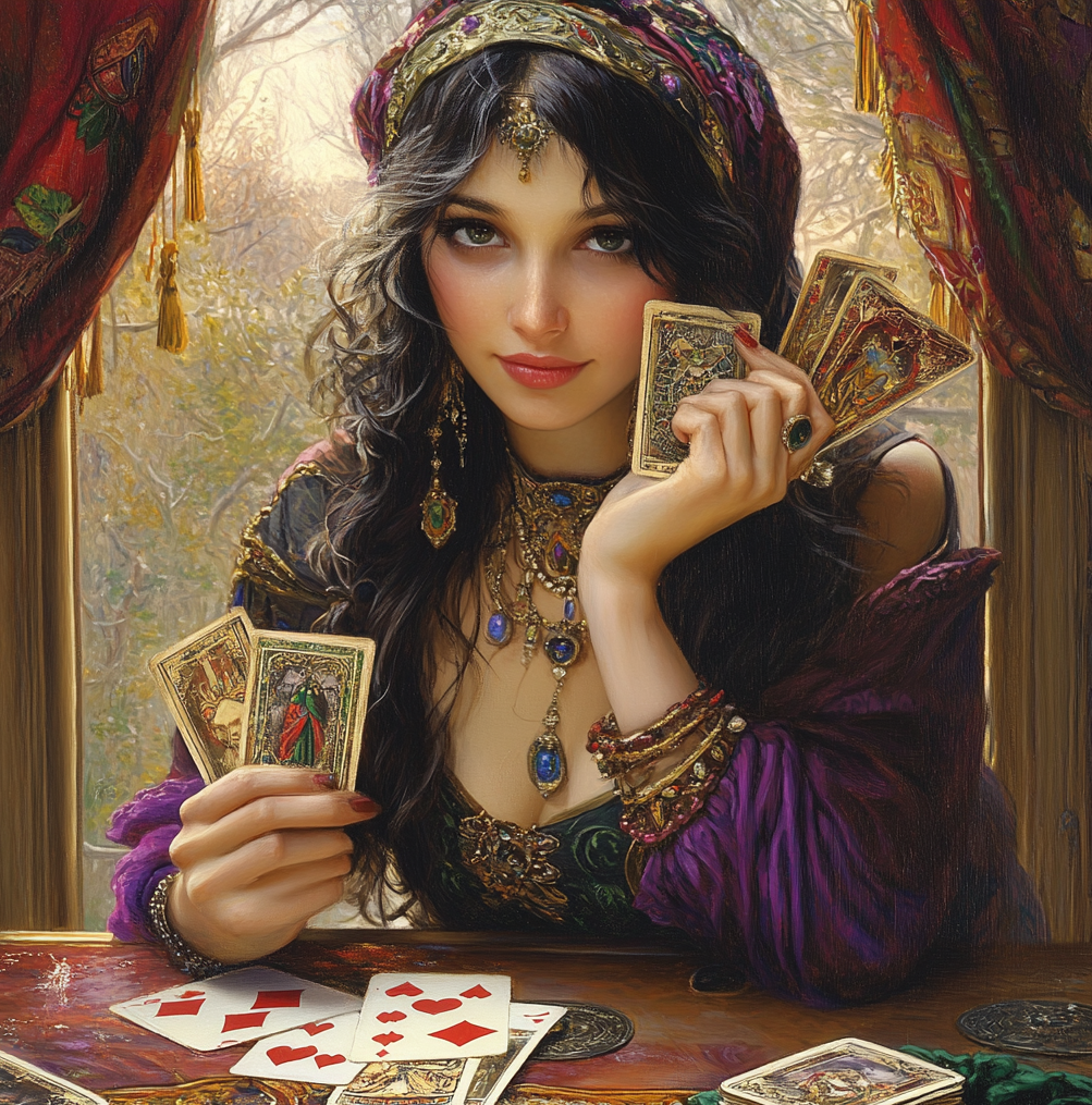 Гадание на картах. Иллюстрация сгенерирована нейросетью