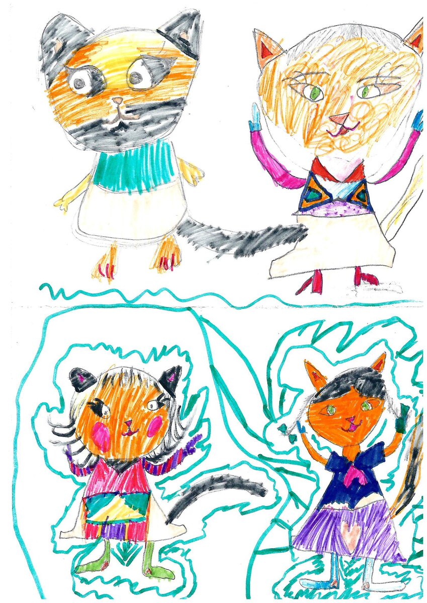 Рисунок Маринетт Мортем - Кошки-модницы: Радужное детство