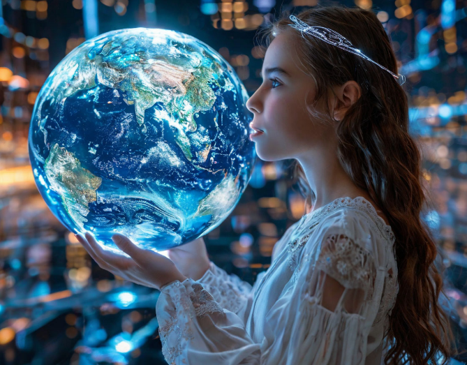 Девушка в образе GPT-4 управляет миром