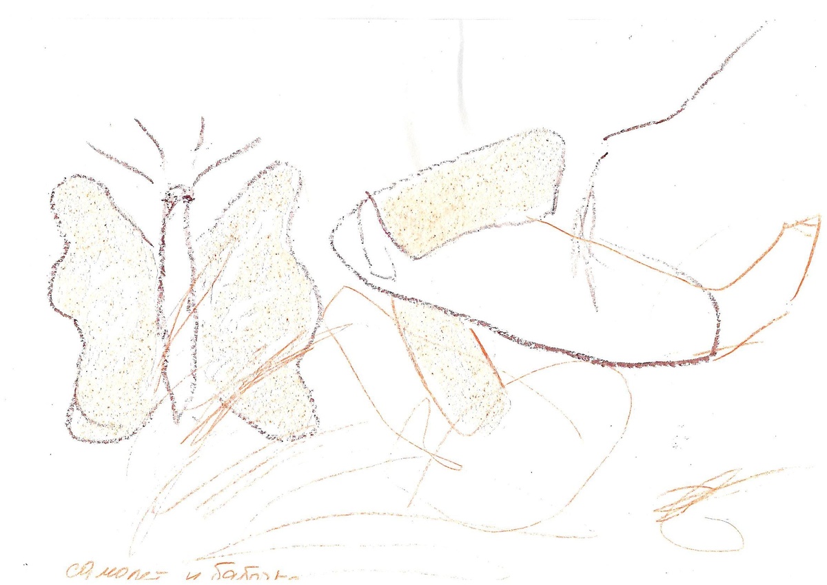 Картина Маринетт Мортем "Самолёт и бабочка"