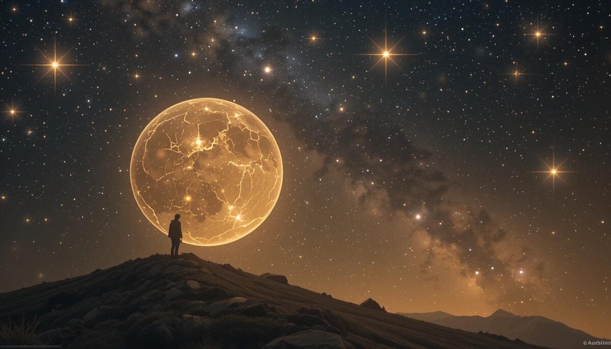 Человек смотрит на звезду.