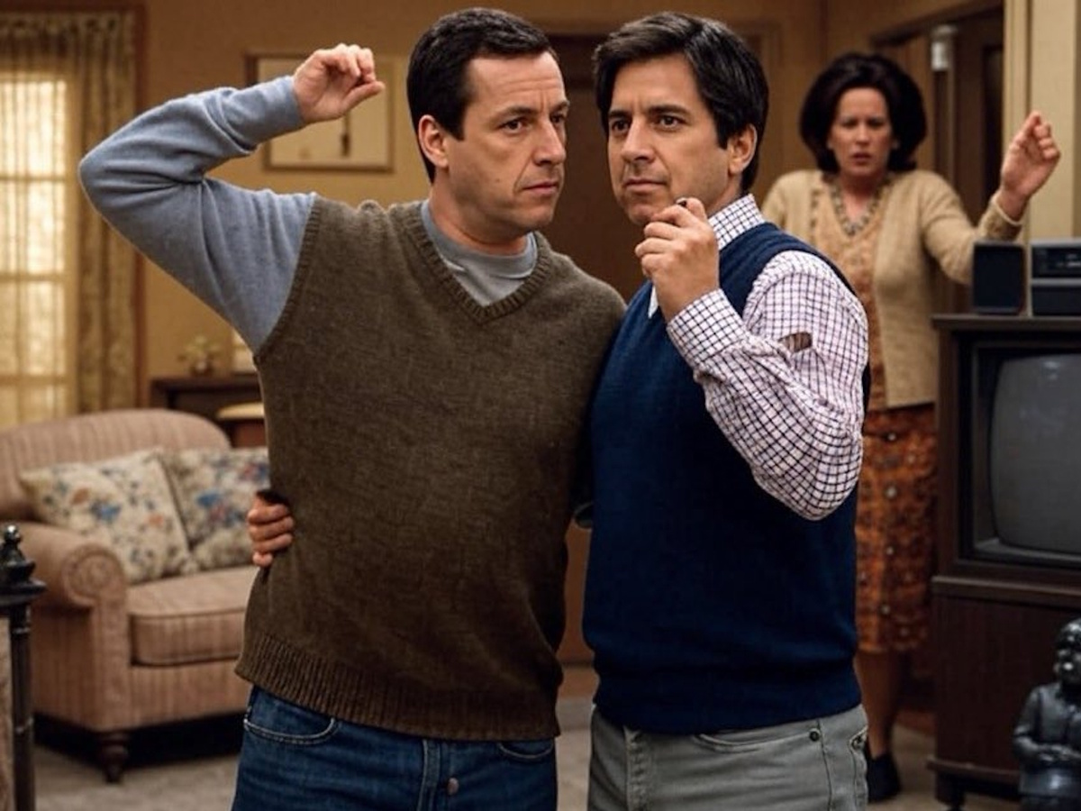 Рэй Романо и Адам Сэндлер в ситкоме (C) Grok AI
