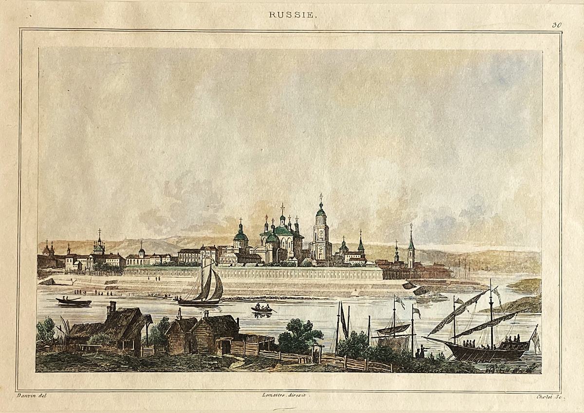 Довольно редкая гравюра "Россия. Вид на Тверь" 1838 года французского гравёра Самуэля Шоле по рисунку художника Виктора Мари Данвина