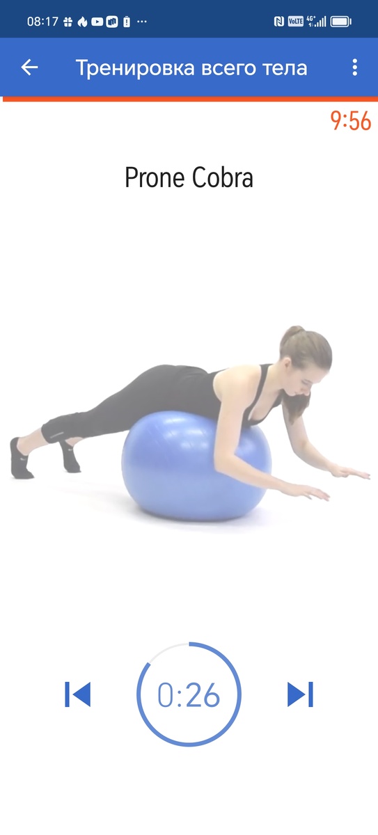 10 минут делала упражнения на фитболе. Мне показалось вечность. И отдельно покаталась ролик на пресс. Ещё 5 минут. Итого утренняя зарядка заняла 15 минут.