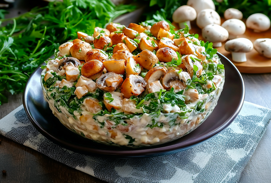     салат «Грибная поляна» с шампиньонами