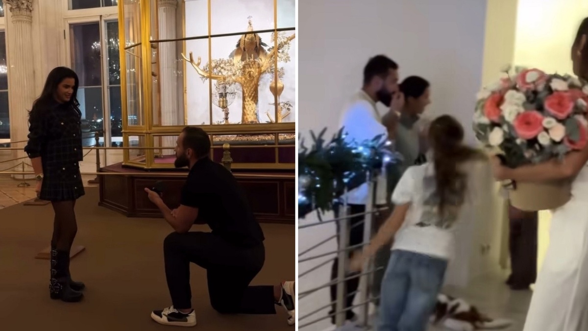 Николай Сердюков сделал предложение Ксении Бородиной во время персональной экскурсии по Эрмитажу. Фото: социальные сети.