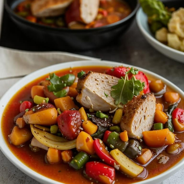 Тушеная индейка с овощами