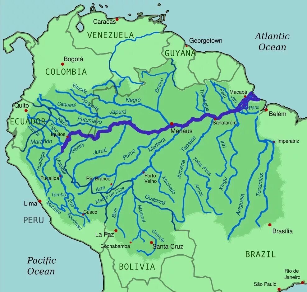 Бассейн  Аазонки на карте. картинка из интернета
