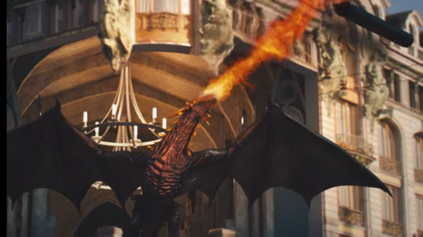 Кадр из VR-ролика с "эмпирейским" драконом