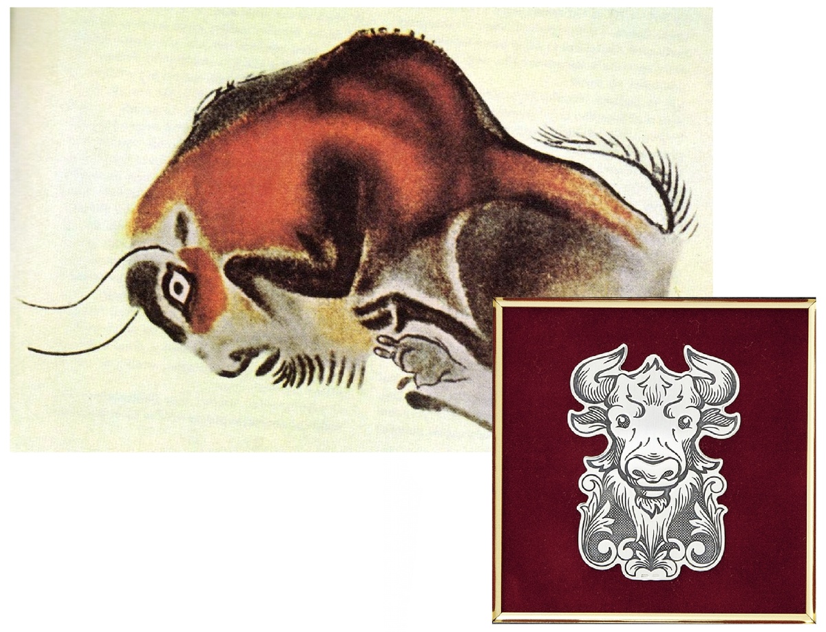 Наскальная живопись с изображением бизона в пещере Альтамира 