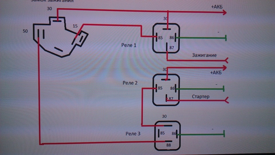 схема разгрузки зажигание и стартер