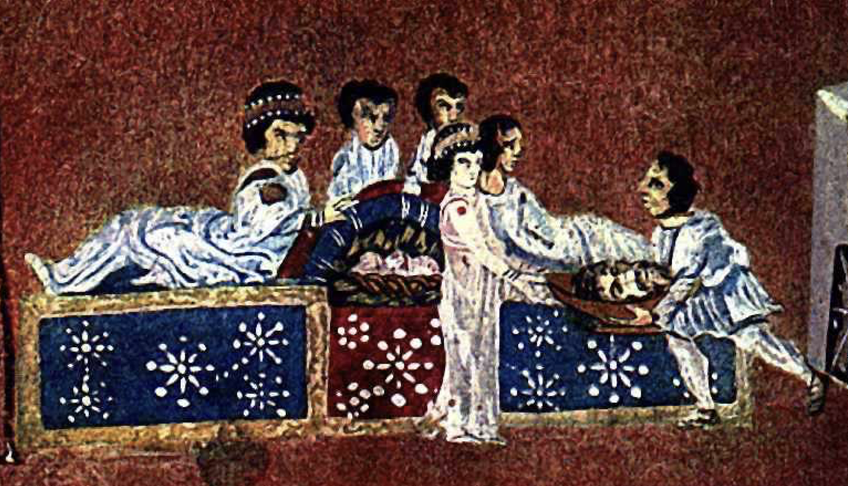 Пир Ирода. Синопский кодекс, VI век (Национальная библиотека Франции, Париж)
Пир Ирода. Синопский кодекс, VI век (Национальная библиотека Франции, Париж)
Пир Ирода. Синопский кодекс, VI век (Национальная библиотека Франции, Париж)
Пир Ирода. Синопский кодекс, VI век (Национальная библиотека Франции, Париж)
Пир Ирода. Синопский кодекс, VI век (Национальная библиотека Франции, Париж