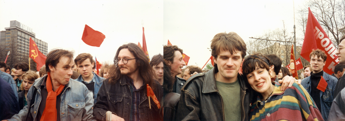 Фото 1 мая 1994 года. Из архива Валентины Рыбьяковой: "Два Константина - Мишин и Рябинов (Кузя УО) (фото 1). Игорь Гуляев с женой Аллой. Слева Сантим (фото 2)".