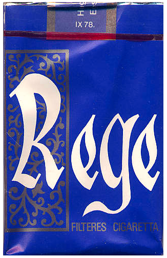 "Rege". Продано в Венгрии, 1978 год. 20 штук с фильтром в мягкой упаковке. Цена (была) 6 форинтов. Производитель: Duvanski Kombinat Novi Sad, Югославия. Владелец торговой марки: Duvanski Kombinat Novi Sad. Выпускались с октября 1974 по 1981 год.