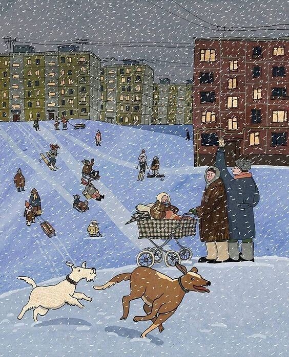 © Анна Десницкая. Илл к книге «Джина из Сибири»  (детская книга, написанная Джейн Бернштейн и Шарлоттой Глинн), действие которой разворачивается в Новосибирске, Москве и Нью-Йорке.