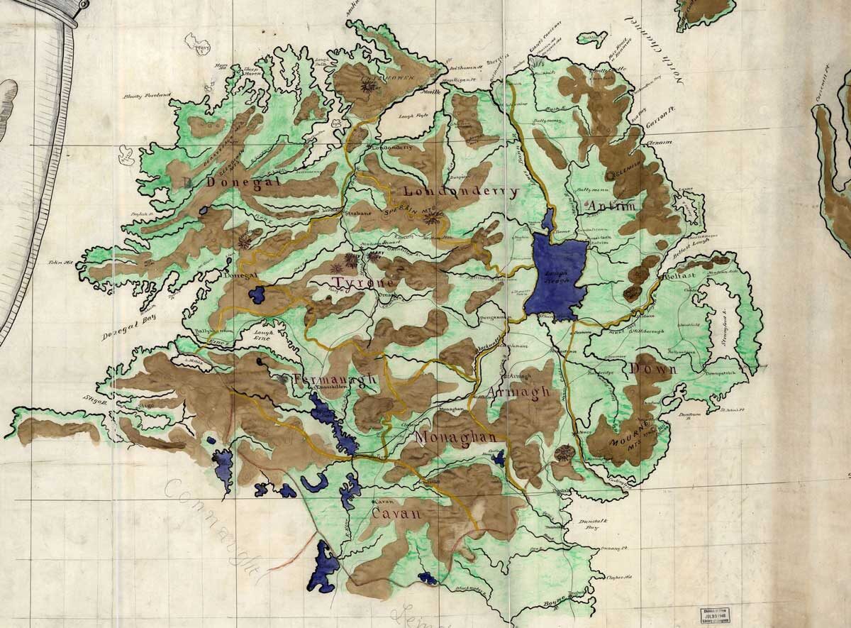 Карта провинции Ольстер в Ирландии, около 1885 г.