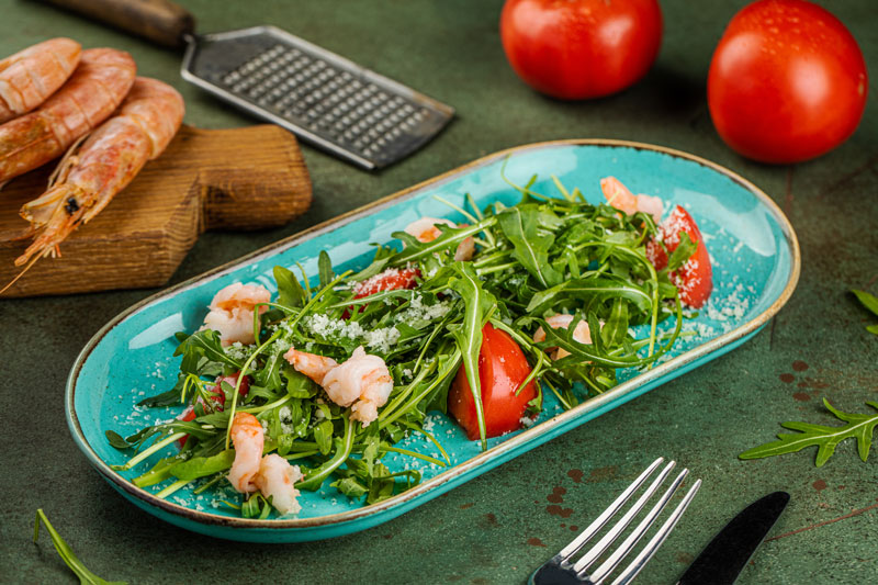 Руккола с креветками
