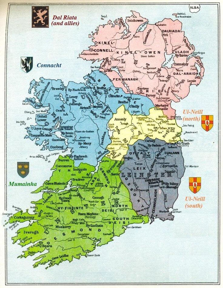 Племена Ирландии. Пикты - племя Дал нАриде. На карте переделано на английский лад: Dal-Araidhe.